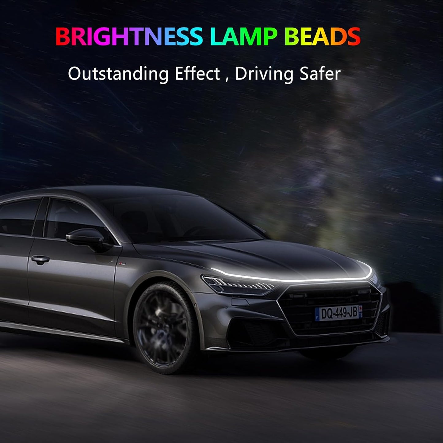 71 Inches Car Hood Strip Light LED Strip Light Exterior Running Light for Car, Truck, SUV