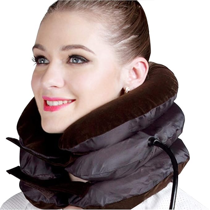 Inflatable adjustable travel neck pillow